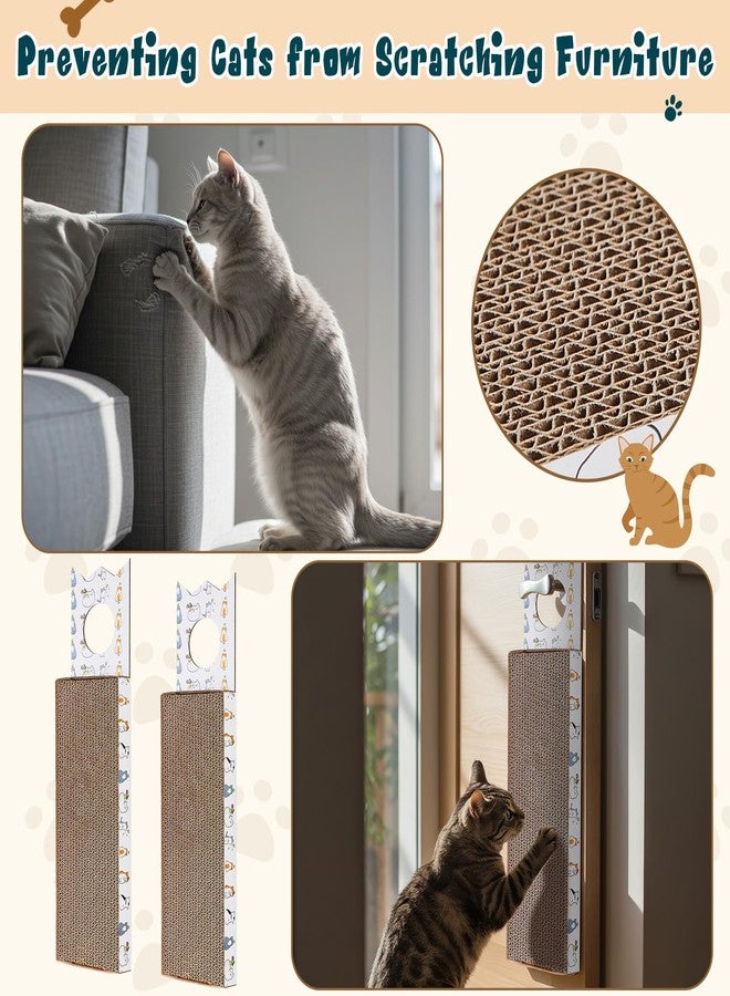 Dansydaisy 4 Pcs 15 Inch Door Hanging Cat Scratcher Cardboard Cat Scratching Board Reversible Door Hanger Scratcher Kitty Scratching Post Pad Mat for Indoor Doorknob Wall Floor - Image 4